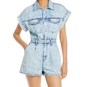 Blank NYC Washed Denim Romper Women's Size Large NWT